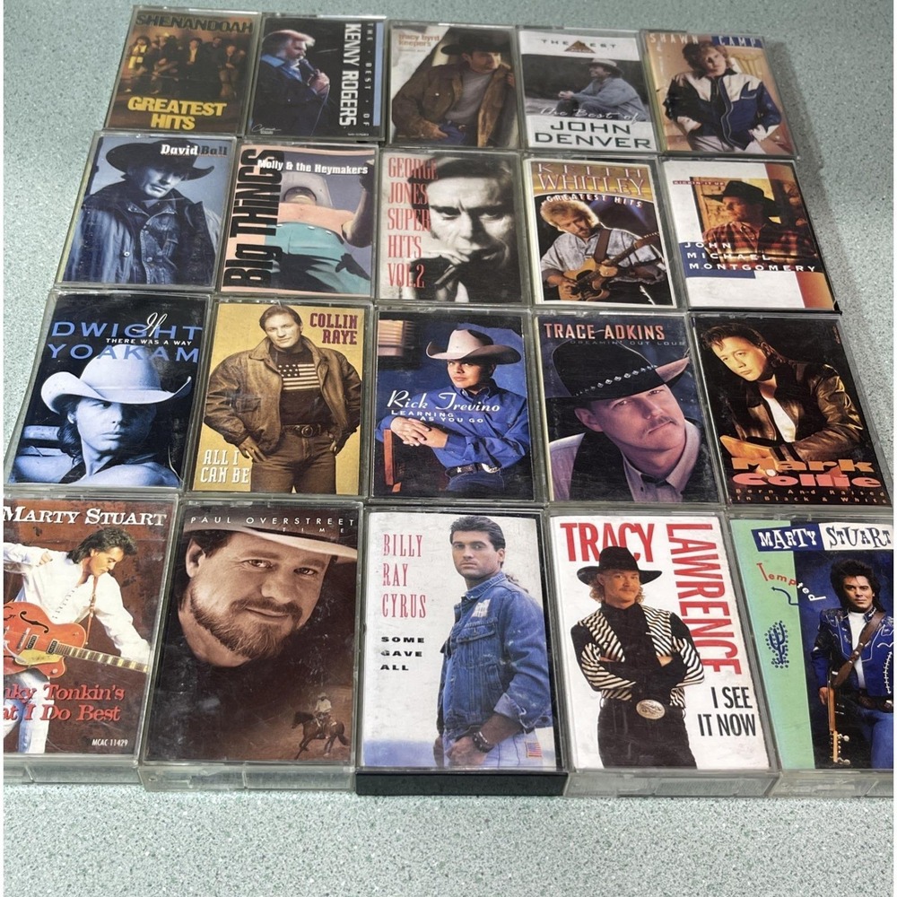 90s Country Music Cassette Tape Lot Of 20 Billy Ray Marty Stuart Trace Adkins